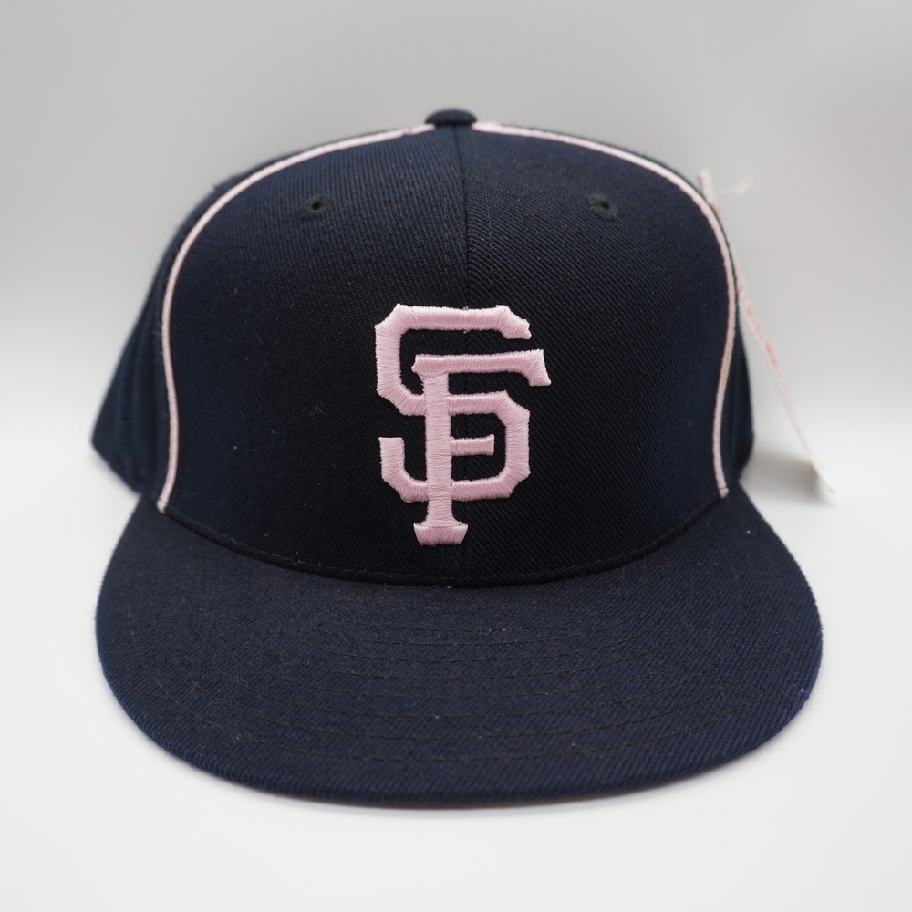 American Needle SF Giants Hat Mens 7 3/4 Navy Pink Cooperstown Breast Cancer